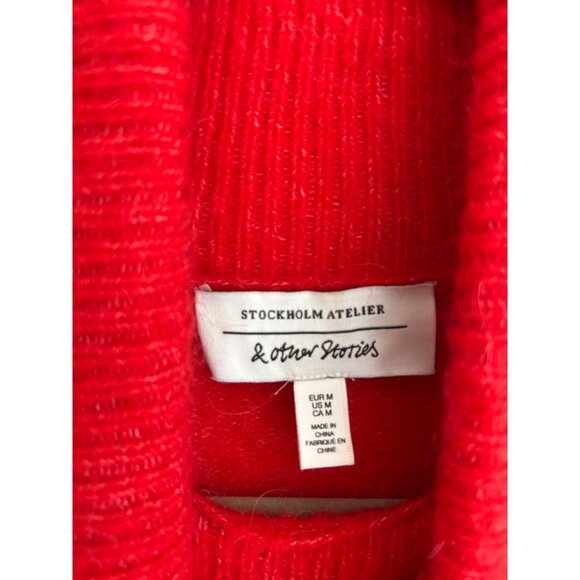 & Other Stories Women's Sweater Turtleneck Size M Red Cozy Wool Alpaca Blend - Picture 3 of 8